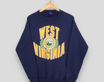 Sudadera vintage de los 90 de la Universidad de West Virginia, talla XL, WVU, logo estampado de West Virginia, jersey de los West Virginia Mountaineers, jersey XL