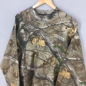 Vintage Y2K Mossy Oak Russell Sweatshirt XLarge Camouflage Real Tree Hunting Crewneck Jumper Nature Mossy Oak Forest Liberty Sweater Size XL image 3
