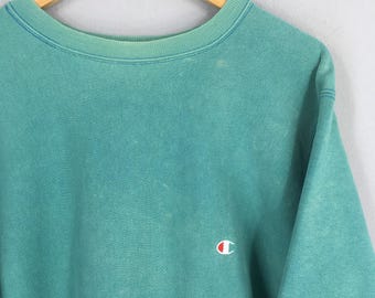 Vintage Champion Reverse Weave Green Crewneck Sweatshirt XL 1980s