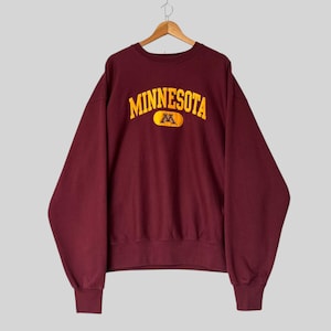 Vintage University of Minnesota Red Sweatshirt 2XLarge Minnesota Embroidered Spell Out Jumper Minnesota Golden Gopher NCAA Sweater Size 2XL