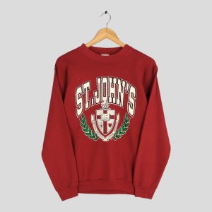 Vintage St. Johns University Red Sweatshirt Small  St. Johns University Printed Logo Pullover St. Johns Red Storm Basketball NCAA Size S