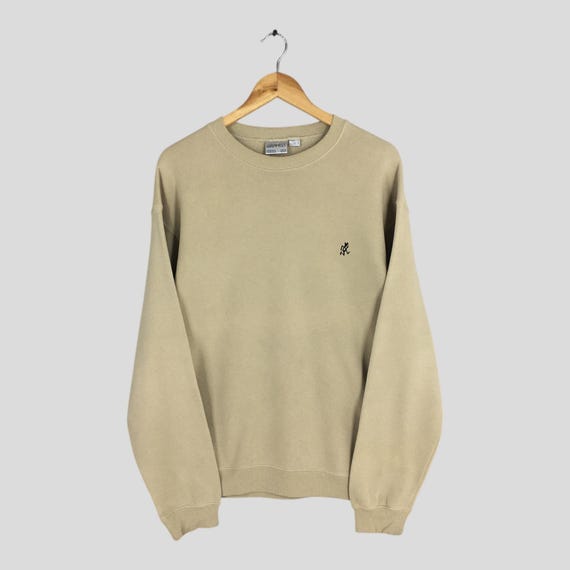 Gramicci, Vintage Gramicci Usa Beige Sweatshirt Medium Gramicci Embroidered Logo Sweater Gramicci Outdoor Pullover Gramicci Jumper Crewneck Size M