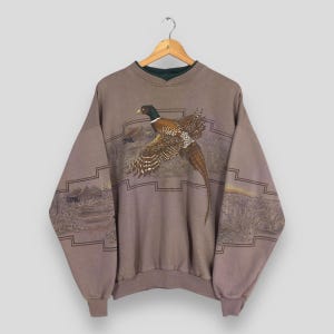 Vintage 90s Pheasant Bird North American Sweatshirt Large Outdoor Life Bird Wildlife Jumper Soft Cozy Nature Animal Habitat Art Sweater L