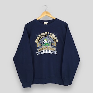 Vintage 90s Notre Dame Fighting Irish Ncaa Sweatshirt Small University Of Notre Dame Crewneck Notre Dame Jumper ND Irish Blue Sweater Size S