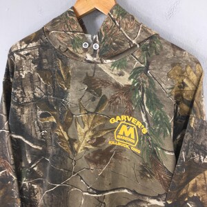 Vintage Y2K Russell Mossy Oak Hoodie Sweatshirt Large Camouflage Real Tree Hunting Crewneck Jumper Nature Mossy Oak Forest Sweater Size L image 3