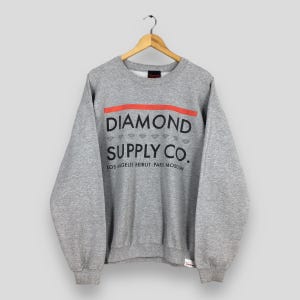 Vintage Y2K Diamond Supply Co Gray Sweater Large Diamond Supply American Streetwear Crewneck Diamond Supply Logo Skater Sweatshirt Size L