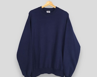 Vintage 90s Jerzees Usa Navy Blue Sweatshirt XLarge Jerzees Athletic Jumper Plain Design Jerzees Usa Blank Blue Oversized Sweater Size XL