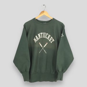 Vintage Nantucket Island Green Sweatshirt Medium Nantucket Spell Out Printed Crewneck Nantucket Massachusetts Jumper Nantucket USA Sweater M