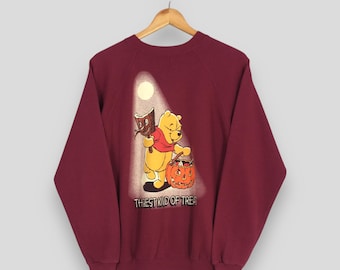 vintage des années 90 Winnie l'ourson sweat grand ourson citrouille Halloween imprimé graphique ras du cou ourson Disneyland pull ourson pull taille L
