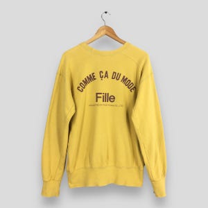 Vintage Comme Ca Du Mode Yellow Sweatshirts Medium Comme Ca Japan Pullover Japan Designer Jumper Comme Ca Du Fille Spell Out Sweater Size M