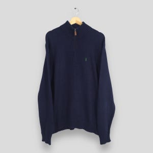 Vintage 90s Polo Ralph Lauren Blue Sweatshirt XLarge Polo Pony Half Zipper Sweater Ralph Lauren Pullover Jumper Ralph Lauren Knit Size XL