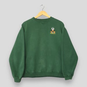 Vintage Oregon Ducks NCAA Green Sweatshirt Large Oregon Robo Duck Embroidery Jumper University Oregon Crewneck OU Ducks Football Sweater L