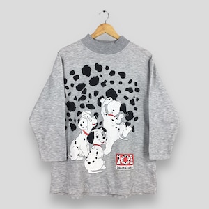 Vintage 101 Dalmatiner Hunde Cartoon Sweatshirt Medium 101 Dalmatiner Welpen Gedruckt Grafik Pullover Amerikanischer Hund Disney Filme Pullover Größe M