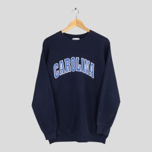 Vintage UNC North Carolina University Sweatshirt Large Carolina Embroidery Spell Out Crewneck Carolina Tar Heels Football Sweater  Size L