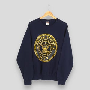 Vintage United States Navy Blue Sweatshirt Medium Usn Navy Printed Crewneck Military Us Navy Sweater Us Naval Academy Pullover Usn Jumper M