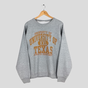 Vintage Texas Longhorns NCAA Gray Sweatshirt 2XLarge Property of University Texas Printed Jumper Texas Longhorns Football Sweater Size 2XL