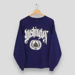 Vintage Washington Capital Of United States Sweatshirt Medium Washington DC Merch Printed Purple Crewneck Washington Souvenir Sweater Size M