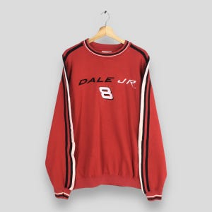 Vintage Nascar Dale Earnhardt Jr. Red Sweatshirt XLarge Nascar Budweiser Racing Car #8 Dale Jr Black In Red Jumper Nascar Racing Sweater XL