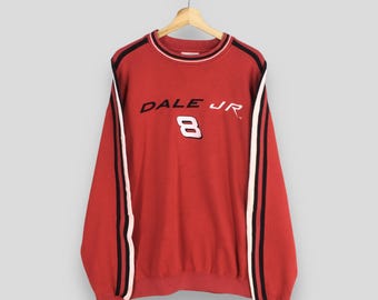 Vintage Nascar Dale Earnhardt Jr. Red Sweatshirt XLarge Nascar Budweiser Racing Car #8 Dale Jr Black In Red Jumper Nascar Racing Sweater XL