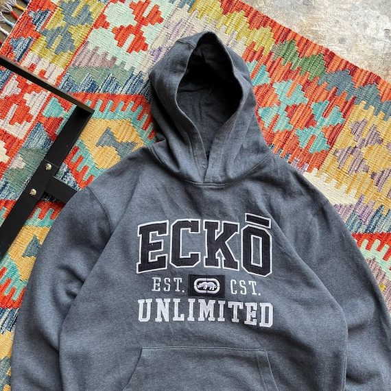 Vintage 90s Ecko Function Gray Hoodie Sweatshirt Xlarge Ecko
