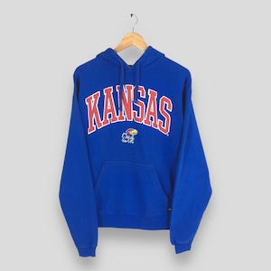 Vintage Kansas Jayhawks NCAA Blue Hoodie Sweatshirt Medium University of Kansas Jumper Jayhawks Football Crewneck KU Jayhawks Sweater Size M
