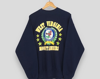 Sudadera vintage de los West Virginia Mountaineers de la NCAA, talla XL, WVU, West Virginia University, jersey estampado, suéter de fútbol americano de los Mountaineers, talla XL