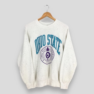 Vintage Ohio State University Sweatshirt Large Ohio State Printed Logo Spell Out Jumper Ohio Buckeyes Football Sweater OSU Crewneck Size L