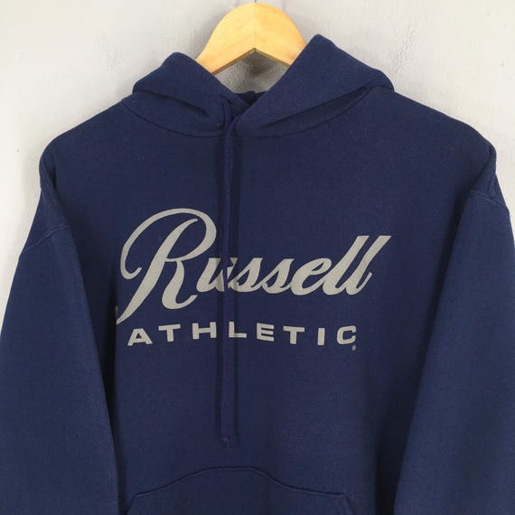 Vintage 90s Russell Athletic Blue Hoodie Sweatshirt Medium Russell