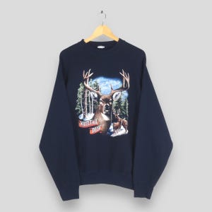 Vintage Whitetail Deer Animal Sweatshirt 2XLarge Outfitter Deer Jungle Graphics Jumper Deer Hunting Pullover American Deer Sweater Size 2XL