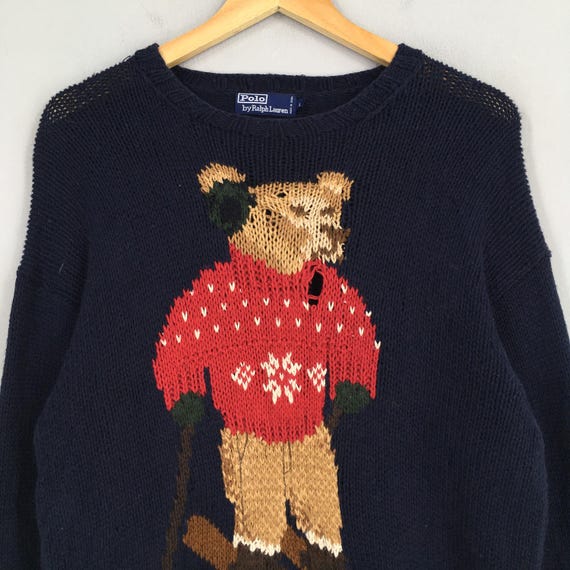 Vintage 90s Polo Bear Ralph Lauren Knit Sweater Medium Polo