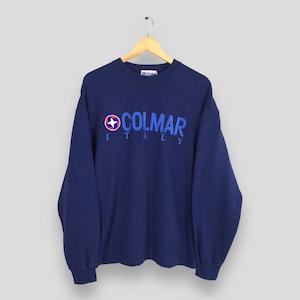 Vintage Colmar Italy Blue Sweatshirt Large Colmar Roma Italia Spell Out Embroidered Sportswear Jumper Colmar Sweater Colmar Crewneck Size L