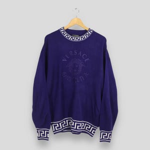 Vintage 90s Versace Jeans Couture Sweatshirt Large Versace Medusa Head Embroidered Logo Crewneck Gianni Versace Medusa Italy Pullover Size L