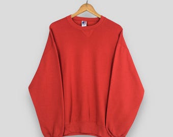Vintage 90s Russell Athletic Plain Red Sweatshirt XLarge Russell Athletic Plain Design Crewneck Russell Athletic Boxy Sportswear Sweater XL