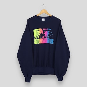 Vintage 90s Palm Beach Florida Sweatshirt XLarge Palm Beach Beach View Graphics Crewneck Palm Beach Usa Jumper Florida Ocean Sweater Size XL