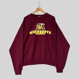 Vintage University Of Minnesota Red Sweatshirt 2XLarge Minnesota Goldens Gophers Printed Logo Crewneck Goldens Gophers NCAA Sweater Size 2XL