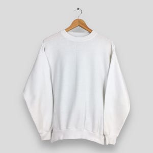 Vintage des années 90 Hanes sweatshirt blanc uni vêtements de sport unis Hanes pull blanc Hanes ras du cou basique minimaliste pull pull taille M