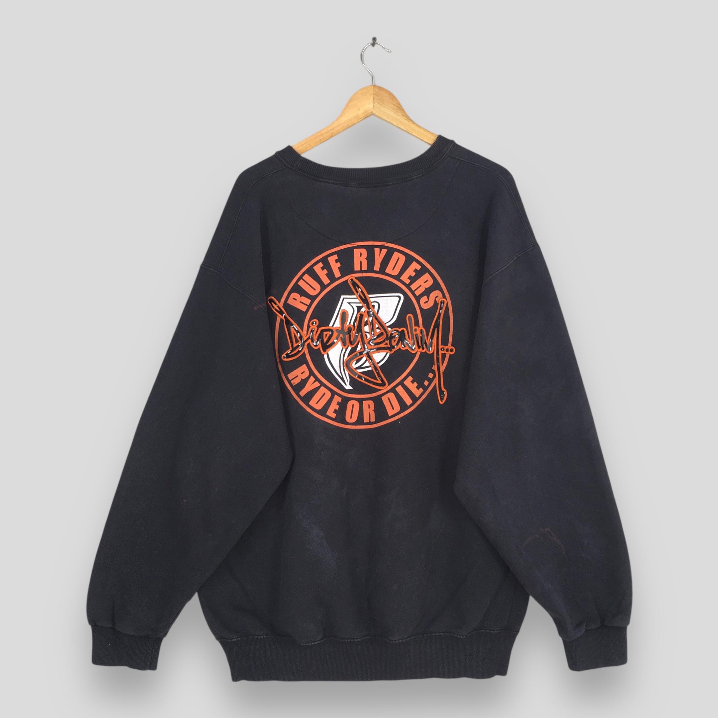Ruff Ryders Ryde or Die Vintage 90s Y2K Blue Long Sleeve Shirt Men