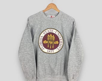 Vintage 90s FSU Florida State University  Sweatshirt Medium Florida State  Seminoles Logo Printed Crewneck Florida FSU Jumper Sweater Size M