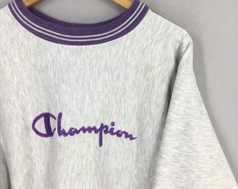 Vintage 80's Champion Reverse Weave Gray Sweatshirt Medium