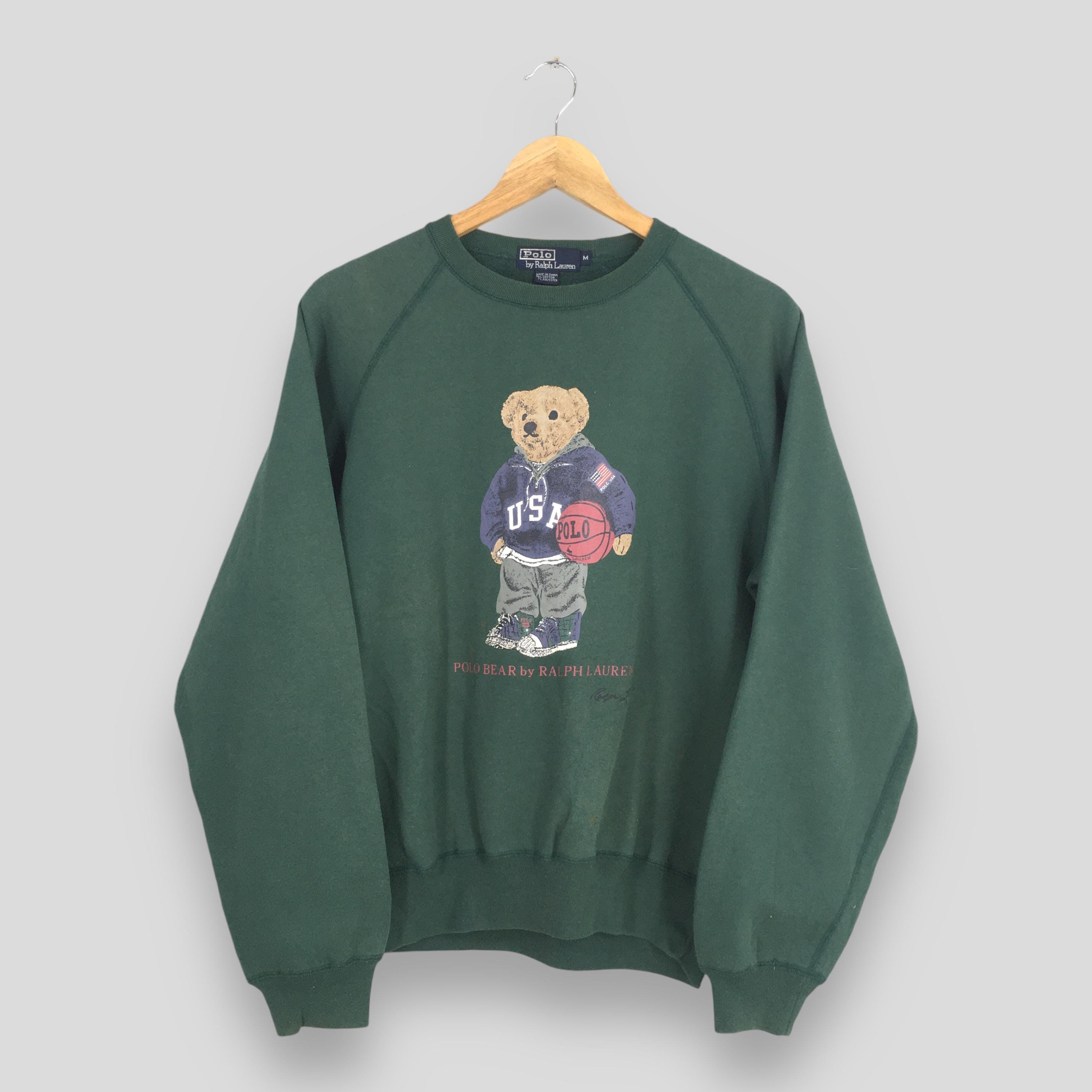 【希少品】90s’ POLO BEAR by RALPH LAUREN （L） Vintage 90s Polo Bear Ralph Lauren Green Sweatshirt Medium