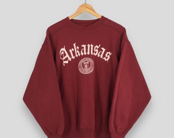 Vintage Arkansas Razorbacks Red Sweatshirt Large Arkansas Razorbacks Printed Spell Out Logo Crewneck University Of Arkansas Sweater Size L