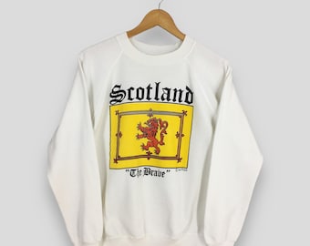 Vintage Scotland The Brave Sweatshirt Medium Scotland Lion Flag Royal Crest Printed Crewneck Scottish Pride Jumper Scotland Sweater Size M