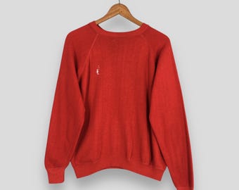 Vintage 1980s MW Sportswear Usa Red Chilli Sweatshirt Large 70s Plain College Jumper Athletic Wear Jumper Basic Minimalist Outfit Sweater L