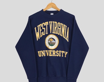 Sudadera vintage de los años 90 de la Universidad de Virginia Occidental, jersey grande con el logotipo estampado de la WVU West Virginia, jersey de los West Virginia Mountaineers, jersey de la WVU, talla L