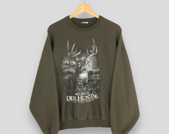 Vintage Whitetail Deer Hunting Sweatshirt XLarge Wildlife Deer Jungle Graphics Sweater Deer Wildlife Animal Pullover American Deer Jumper XL