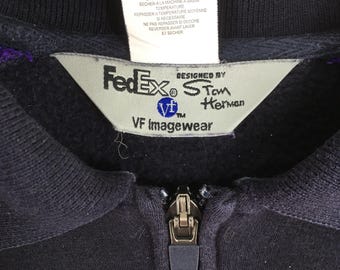 Vintage Fedex Corporation Black Sweatshirt Small Fedex Half