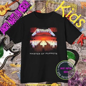 Metallica Master Of Puppets Retro 80&#39;s Kids Heavy Cotton T Shirt (Youth sizes)