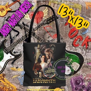 Labyrinth Tote Bag 13&quot;x13&quot; David Bowie 80&#39;s Retro Movie The Goblin King Book Bag Shopping Tote