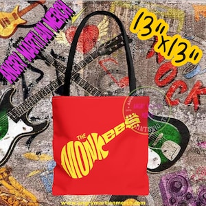 The Monkees Red Tote Bag 13&quot;x13&quot;   60&#39;s Music  Book Bag Shopping Tote