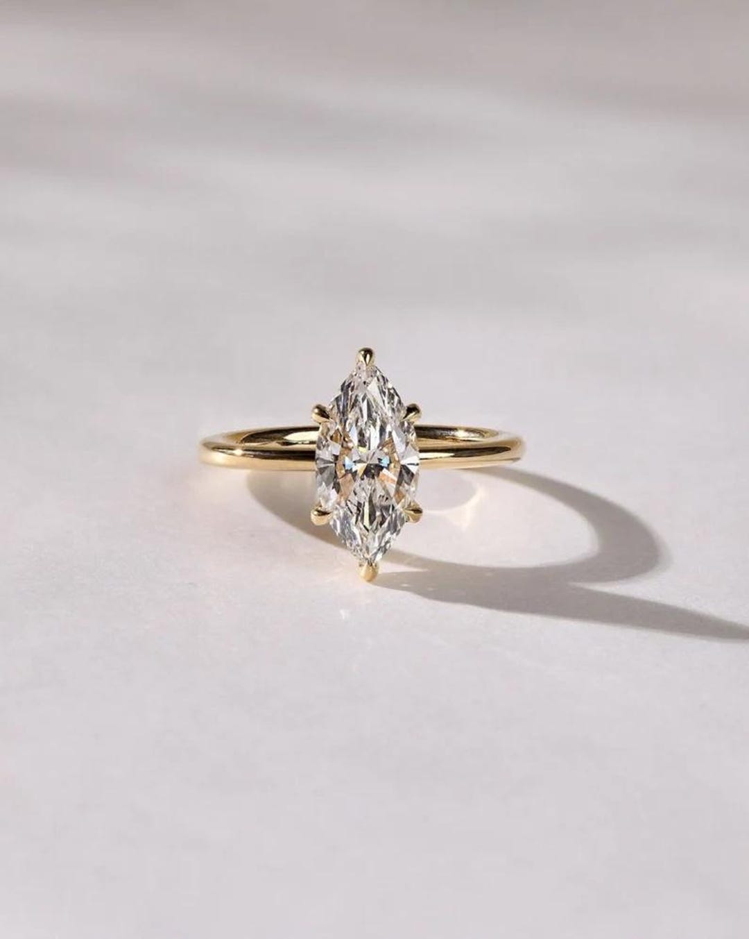 14k Yellow Gold Marquise Cut Moissanite Bezel Set Half Eternity Band ...